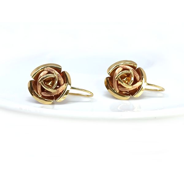 Brinco de Flor em Ouro Amarelo e Rosê 18k