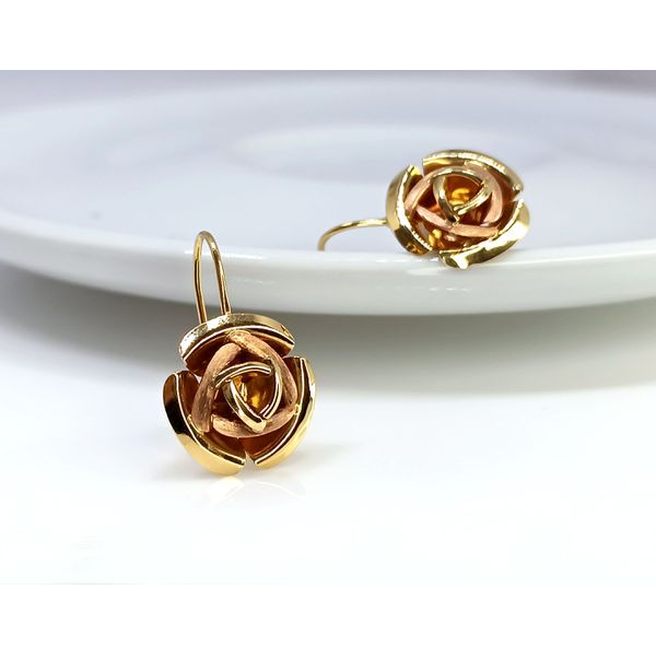 Brinco de Flor em Ouro Amarelo e Rosê 18k