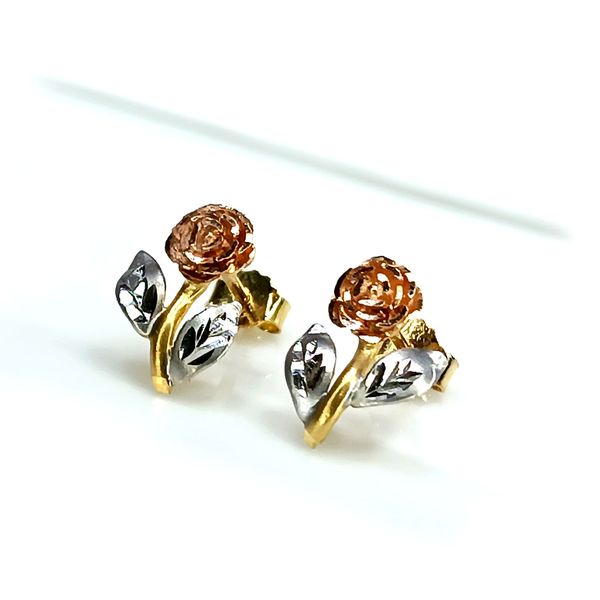 Brinco em Ouro 18k Florzinha Tricolor