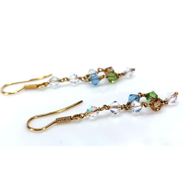 Brinco em Ouro 18k Cristais Coloridos 