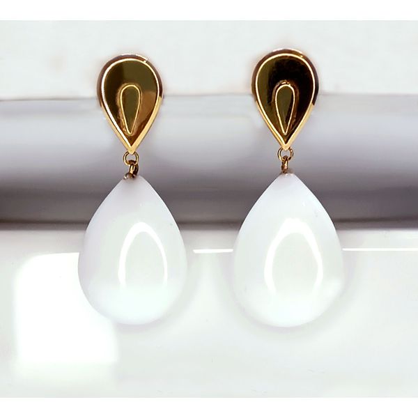 Brinco em Ouro 18k Abalonia Branca Gota