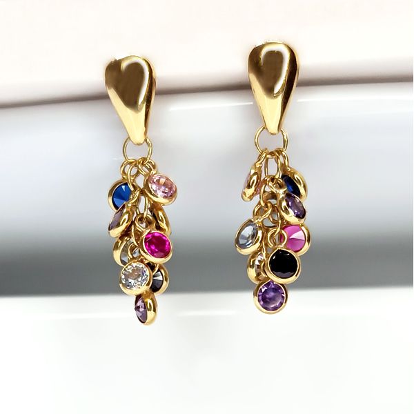 Brinco em Ouro 18k Cachos com Pedras