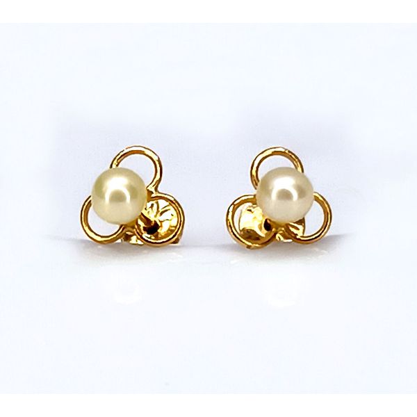 Brinco em Ouro 18k Trevinho com Pérola 