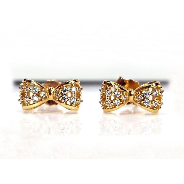 Brinco em Ouro 18k Lacinho cravejado