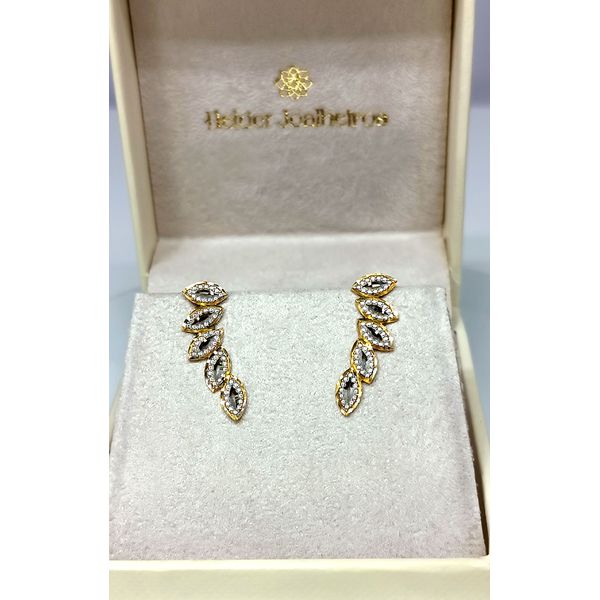 Brinco em Ouro Amarelo e Branco 18k Contorno da Orelha 