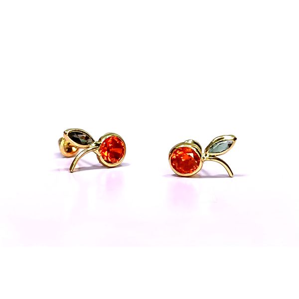 Brinco Laranjinha em Ouro 18k com Pedras