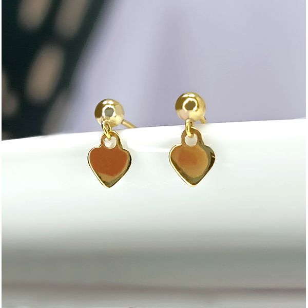 Brinco em Ouro 18k Pingente Coração Polido