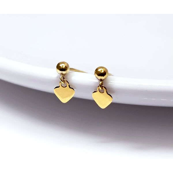 Brinco em Ouro 18k Pingente Coração Polido