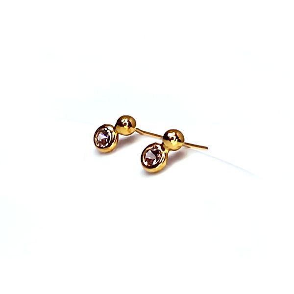 Brinco em Ouro 18k Redondo com Pedra Branca