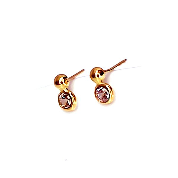 Brinco em Ouro 18k Redondo com Pedra Branca