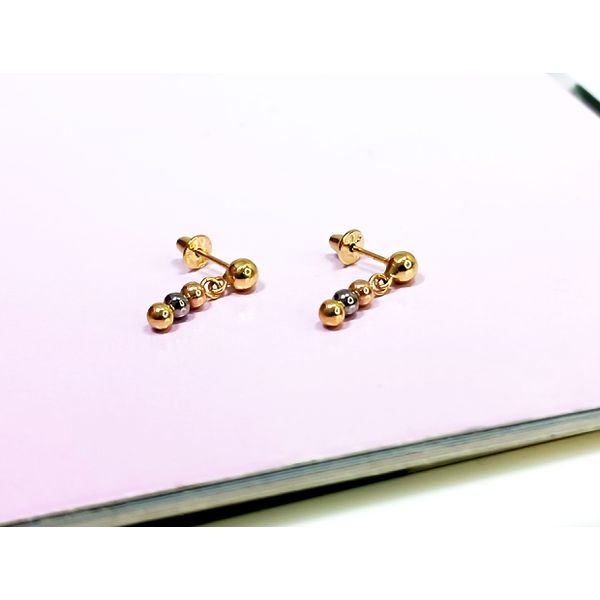Brinco em Ouro 18k Bolinha Tricolor