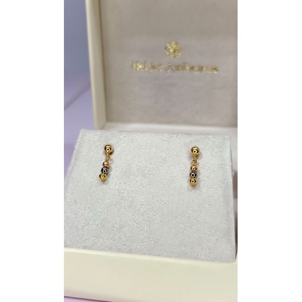 Brinco em Ouro 18k Bolinha Tricolor