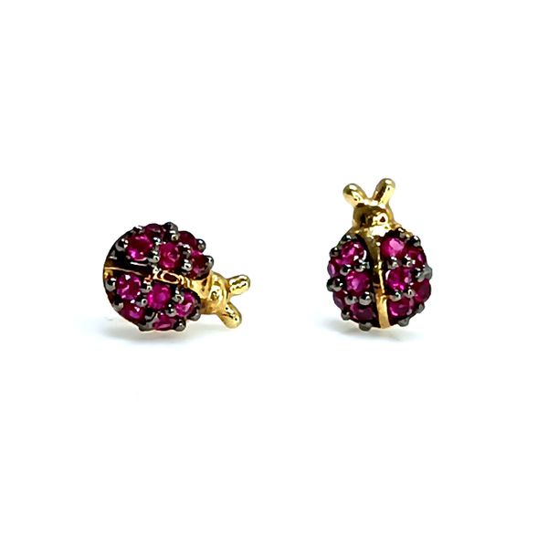 Brinco em Ouro 18k Joaninha Cravejada