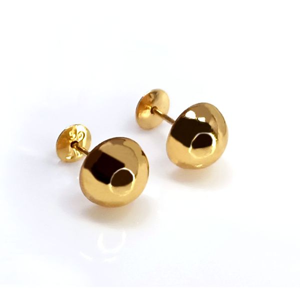 Brinco em Ouro 18k Meia Bola Polida