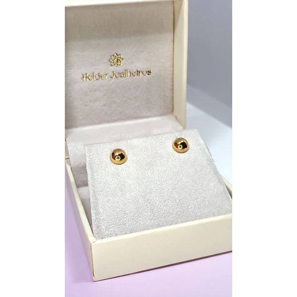 Brinco em Ouro 18k Meia Bola Polida