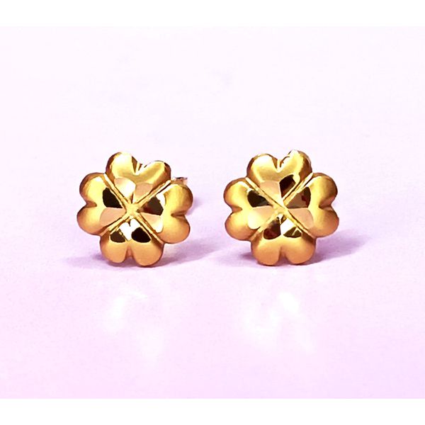 Brinco em Ouro 18k Florzinha Fosca e Polida