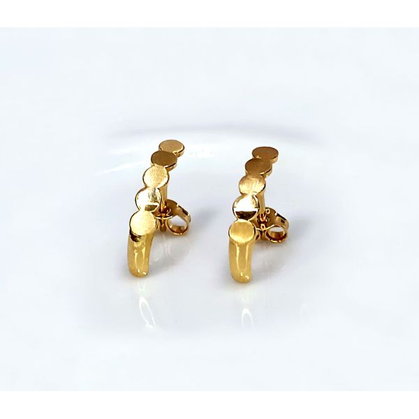 Brinco em Ouro 18k Bolinhas Chapadas Fosco e Polido