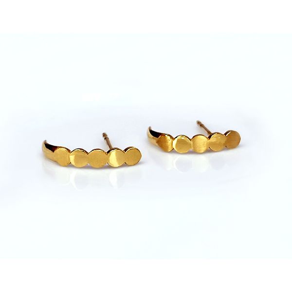 Brinco em Ouro 18k Bolinhas Chapadas Fosco e Polido