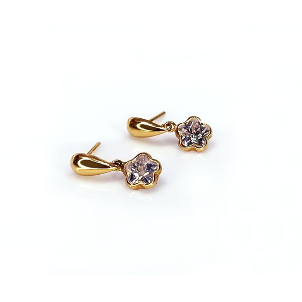Brinco em Ouro 18k Estrela Ponto de Luz 