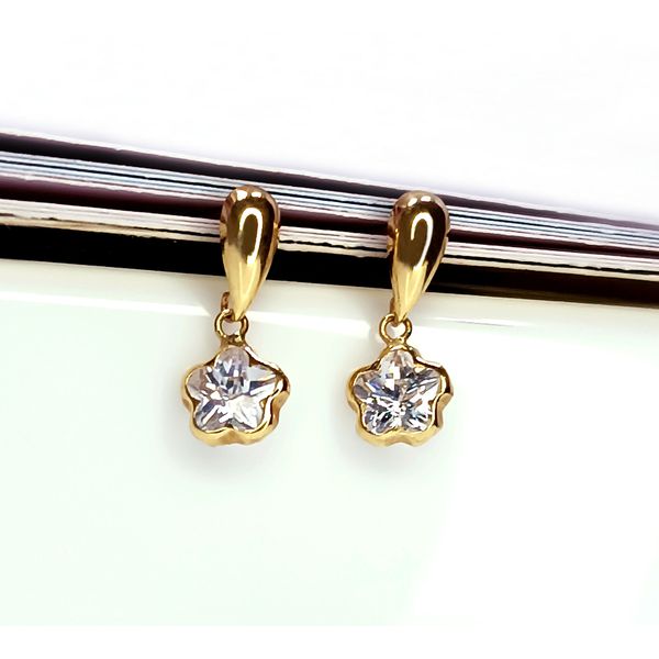 Brinco em Ouro 18k Estrela Ponto de Luz 