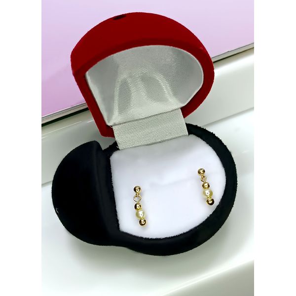 Brinco em Ouro 18k Pérola e Bolinha Polida