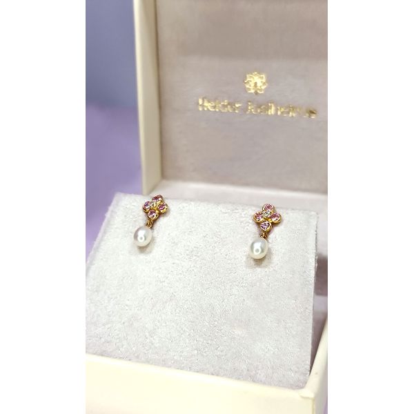 Brinco em Ouro 18k Florzinha com Zircônia Rosa e Pérola