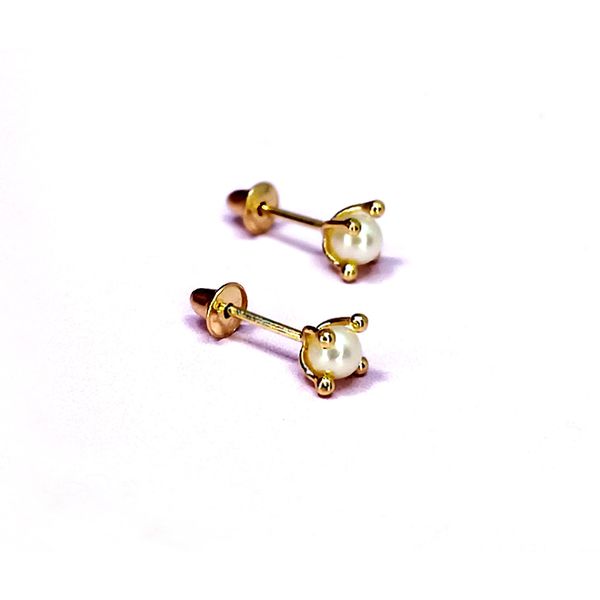 Brinco em Ouro 18k Pérola com Garras de 3,0 e 5,0 Milímetros