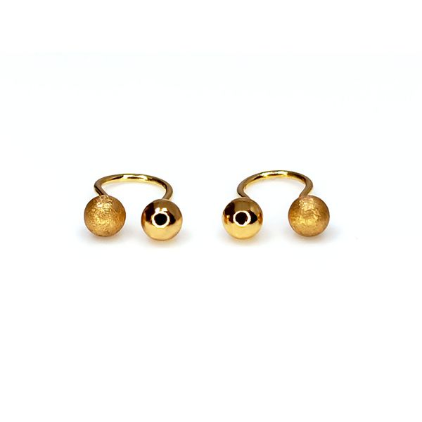 Brinco em Ouro 18k Gancho com Bolinha Fosca e Polida 