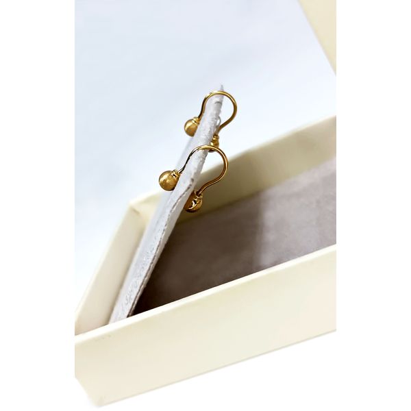 Brinco em Ouro 18k Gancho com Bolinha Fosca e Polida 