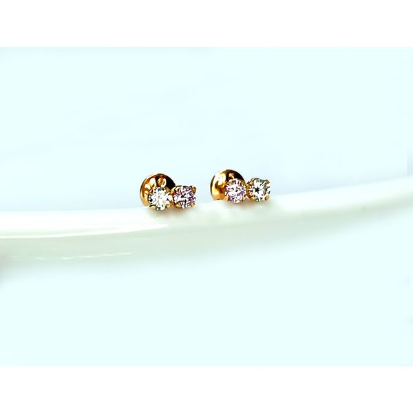 Brinco em Ouro 18k Zircônia Branca e Rosê