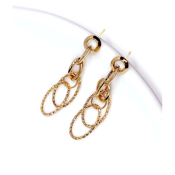 Brinco Argola Redondo e Trabalhado em Ouro 18k