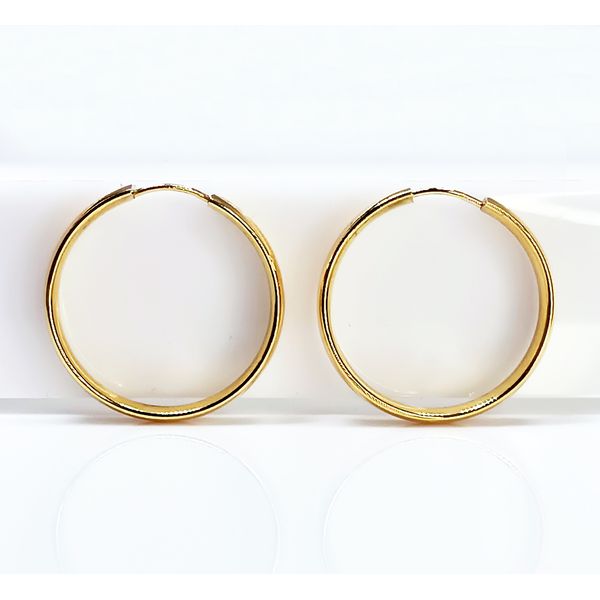 Brinco em Ouro 18k Argola Meia Cana 20 Milímetros de Diâmetro