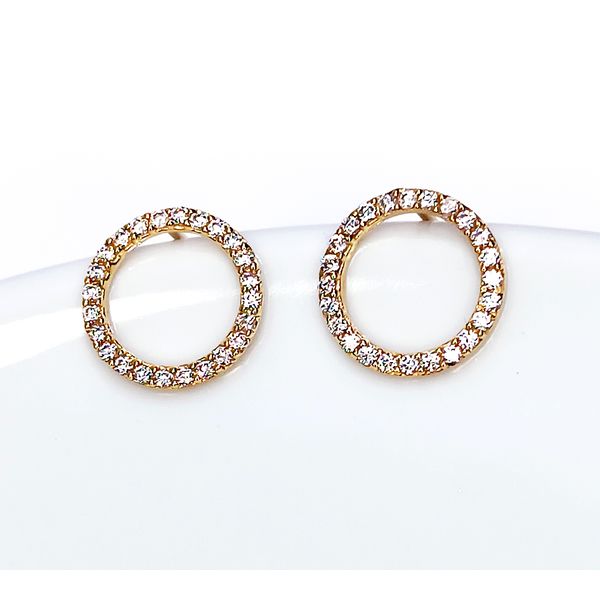 Brinco em Ouro 18k Redondo Cravejado