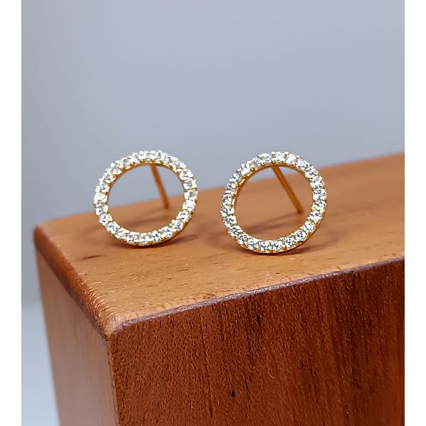 Brinco em Ouro 18k Redondo Cravejado
