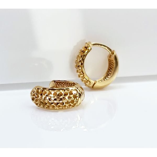 Brinco em Ouro 18k Argola Patrão Diamantada