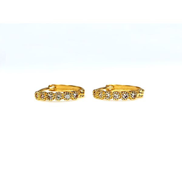 Brinco em Ouro 18k Argola Bolinha Cravejada