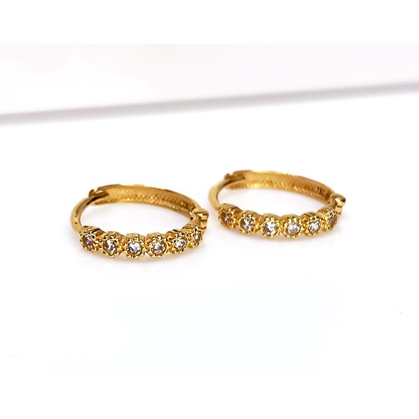 Brinco em Ouro 18k Argola Bolinha Cravejada