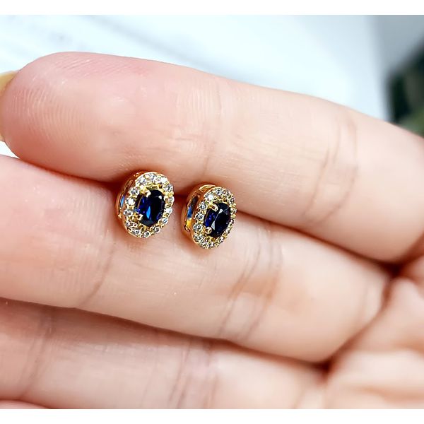 Brinco em Ouro Oval Borda com Pedras