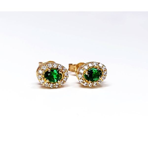 Brinco em Ouro Oval Borda com Pedras