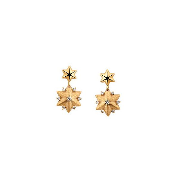 Brinco em Ouro Amarelo 18k Estrela com Diamantes