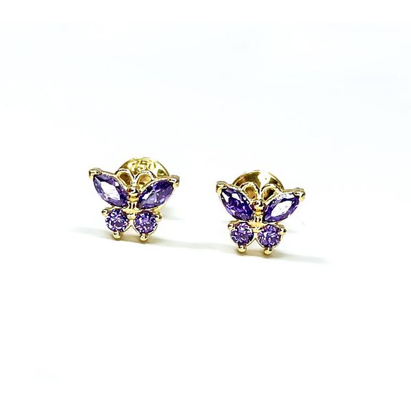 Brinco em Ouro 18k Borboletinha com Pedras Colorido