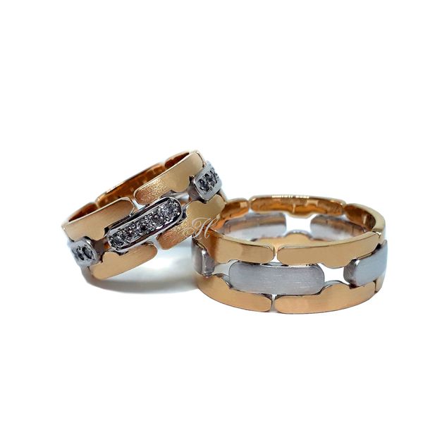 Aliança Bodas e Casamento União Geométrica Radiante - Ouro 18k - Brilhantes