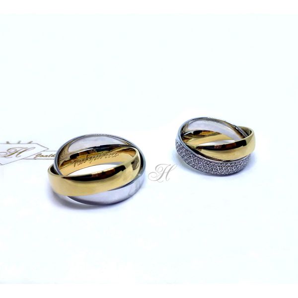 Aliança de Casamento - Ouro Amarelo e Branco com Brilhantes