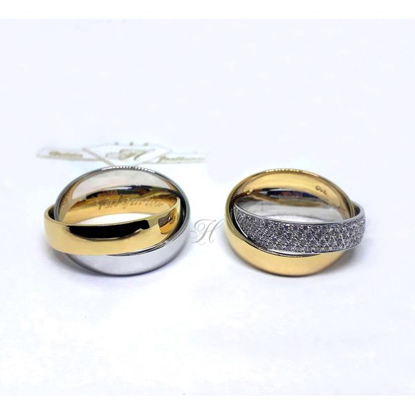 Aliança de Casamento - Ouro Amarelo e Branco com Brilhantes