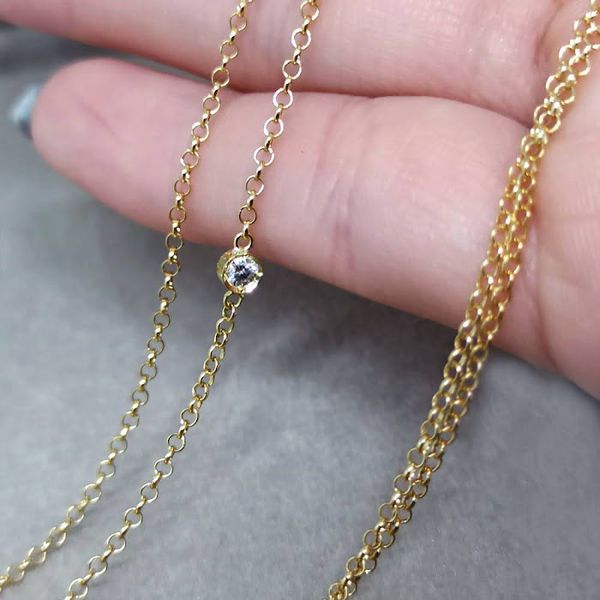 Corrente Elo Português em Ouro 18k com Brilhante