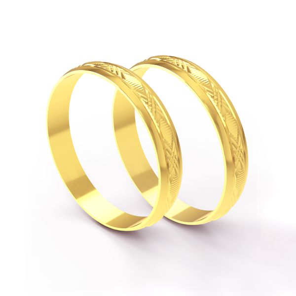 Aliança em Ouro 18k Trabalhada personalizada para Casamento e Noivado