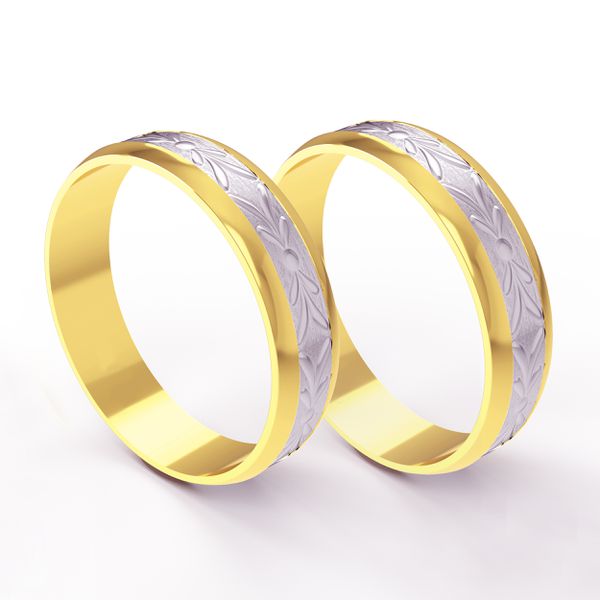 Aliança em Ouro Amarelo e Branco 18k para Bodas de Prata