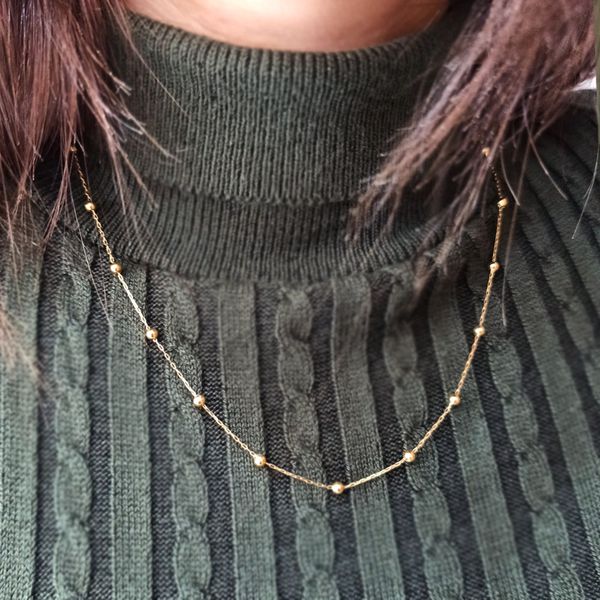 Gargantilha em Ouro 18k Cadeado com Bolinhas