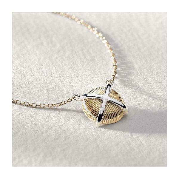Gargantilha Redonda X em Ouro Amarelo e Ouro Branco 18k com Corrente