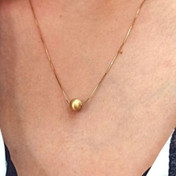 Gargantilha em Ouro 18k com Bolinha Fosca